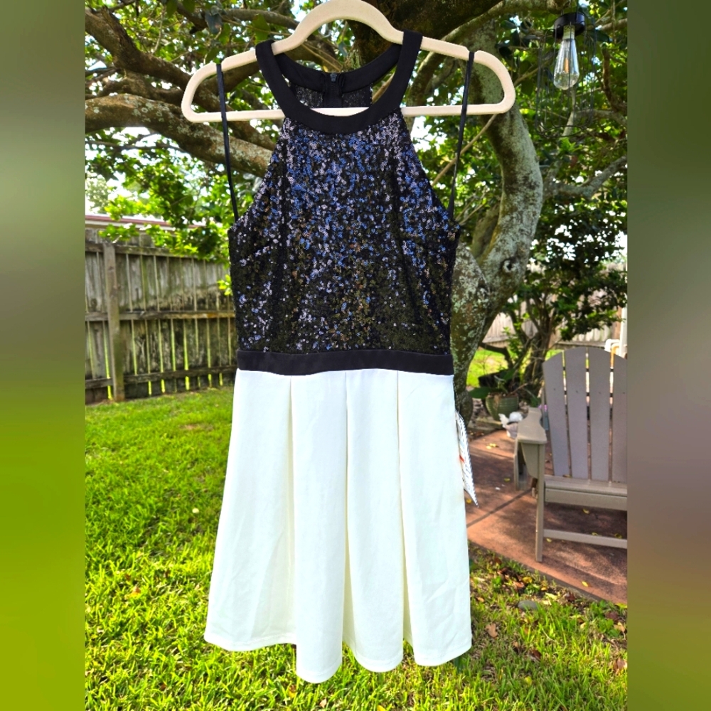 NWT Sequin & Chiffon Fit-and-Flare Dress – Size 5/6 – New with Tags